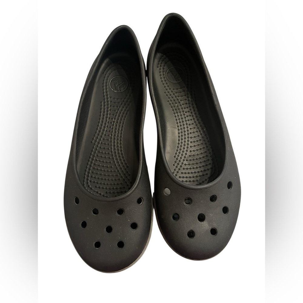 CROCS Women's Airy Ballet Flats Black Rubber Slip-on Flats EUC Comfort Sz 9